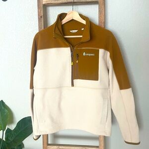 Cotopaxi | Abrazo Half Zip Fleece Jacket in Cream and Brown | Size Small